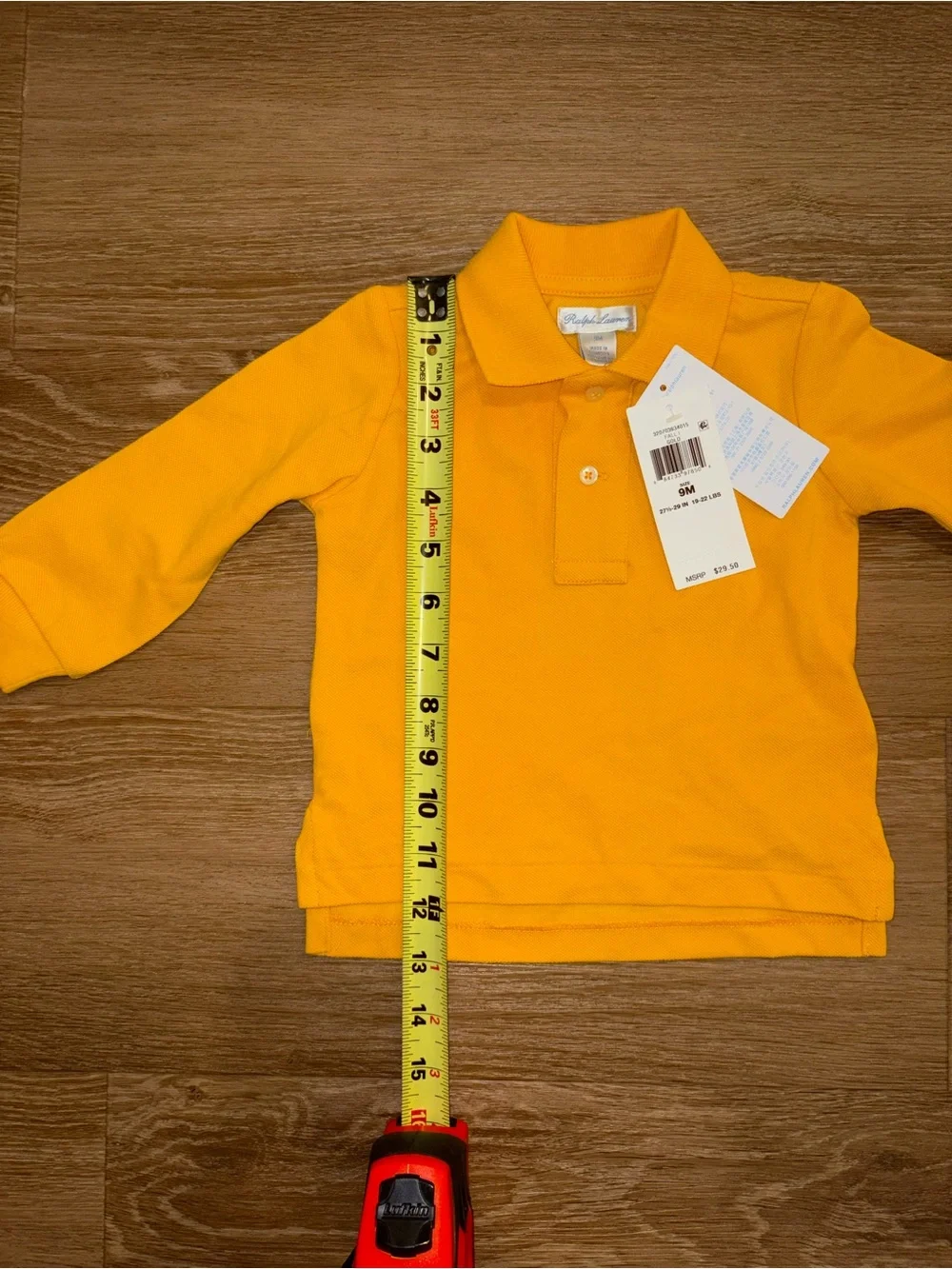 Infant Toddler Kids Ralph Lauren Gold Long Sleeve Polo Size 9M New